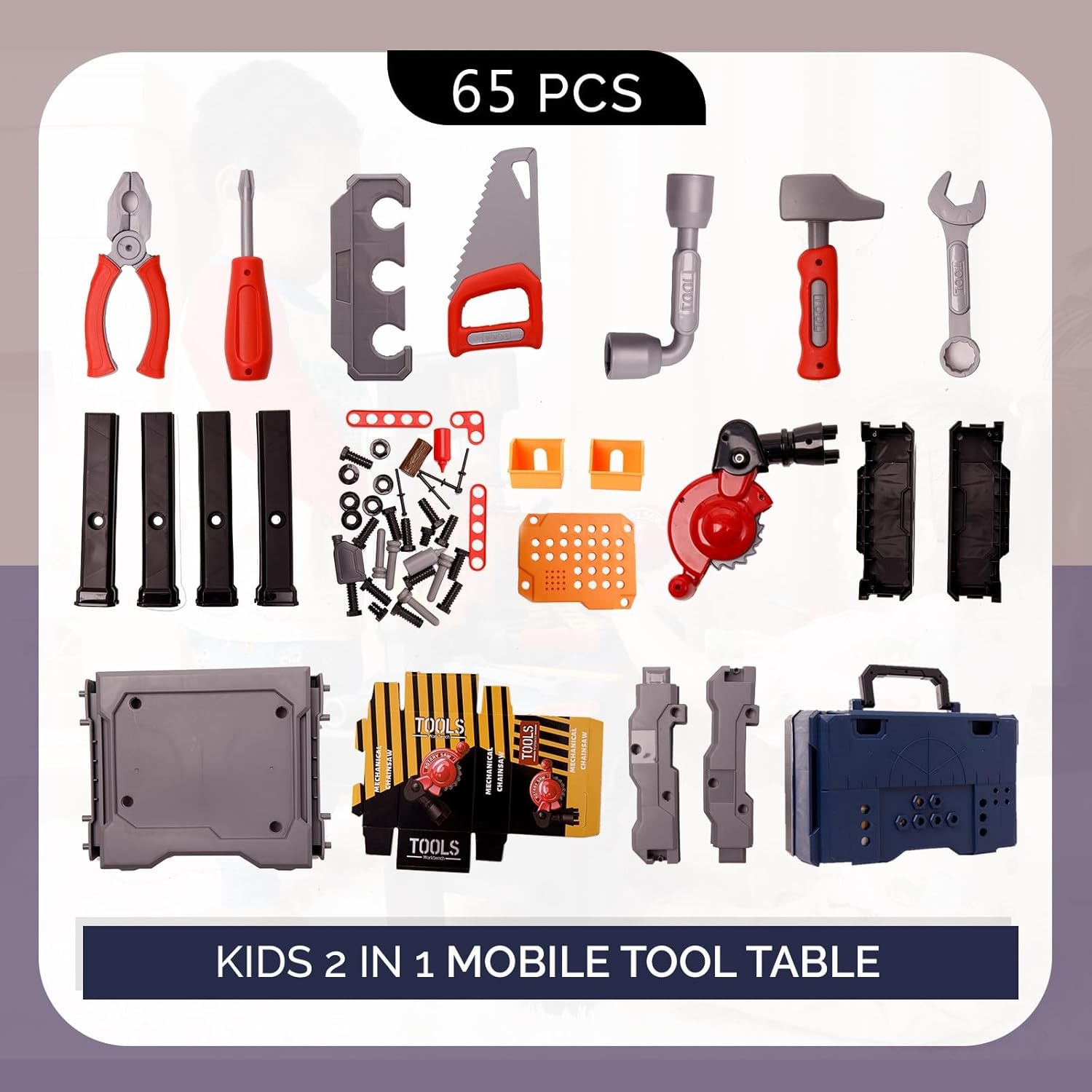 65 قطعة مجموعة أدوات الأطفال ا - مراجعة Tools Workshop Kids وسعره